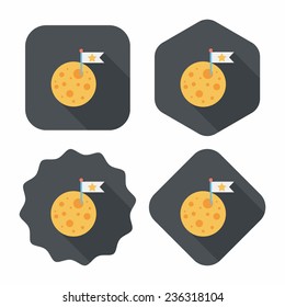 Space moon flat icon with long shadow,eps10