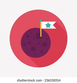 Space moon flat icon with long shadow,eps10