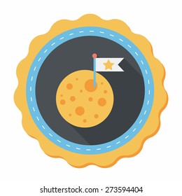 Space moon flat icon with long shadow,eps10