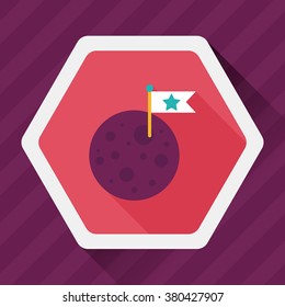 Space moon flat icon with long shadow,eps10