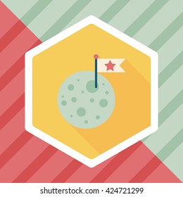 Space moon flat icon with long shadow,eps10