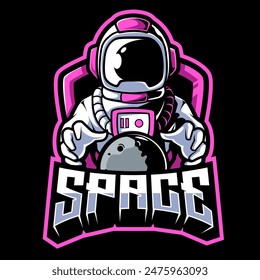 space moon mascot logo illustration