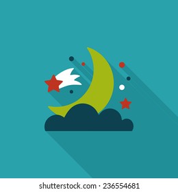 Space moon and star flat icon with long shadow,eps10