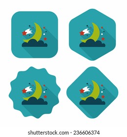 Space moon and star flat icon with long shadow,eps10