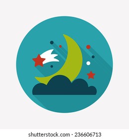 Space moon and star flat icon with long shadow,eps10