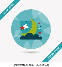 Space moon and star flat icon with long shadow,eps10