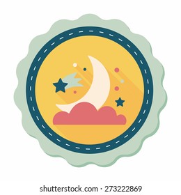 Space moon and star flat icon with long shadow,eps10