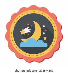 Space moon and star flat icon with long shadow,eps10