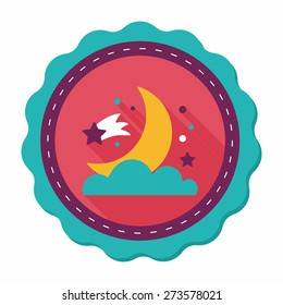 Space moon and star flat icon with long shadow,eps10