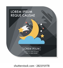 Space moon and star flat icon with long shadow,eps10