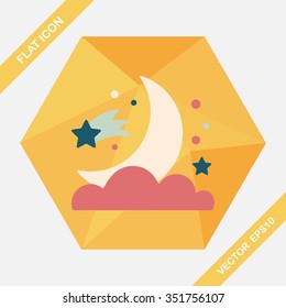 Space moon and star flat icon with long shadow,eps10