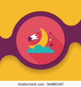 Space moon and star flat icon with long shadow,eps10