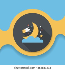 Space moon and star flat icon with long shadow,eps10