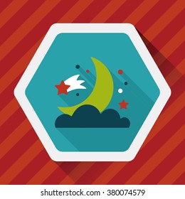 Space moon and star flat icon with long shadow,eps10