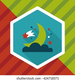 Space moon and star flat icon with long shadow,eps10