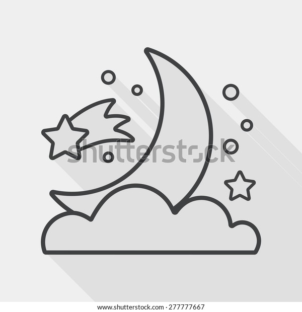 Space\
moon and star flat icon with long shadow, line\
icon
