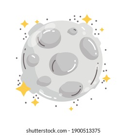 space moon stars comets cosmos galaxy cartoon vector illustration flat style