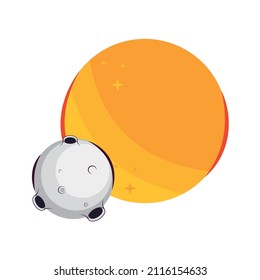 space moon and sun icon flat