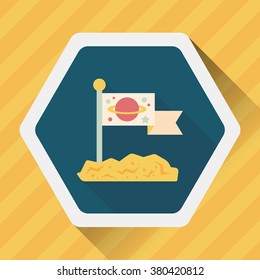 Space moon surface flat icon with long shadow,eps10