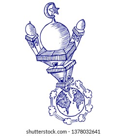 space mosque, doodle sketch