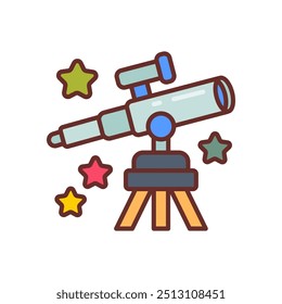 Ícones preenchidos do Museu do Espaço , ilustração de vetor