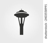 The Space Needle Of Seattle Of USA icon - Simple Vector Illustration