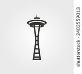 The Space Needle Of Seattle Of USA icon - Simple Vector Illustration