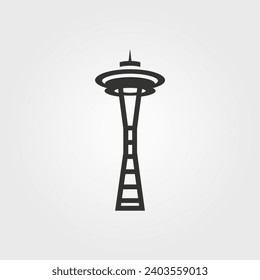 The Space Needle Of Seattle Of USA icon - Simple Vector Illustration