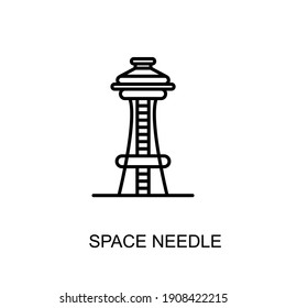 Space Needle, Seattle, Washington, U.S. Landmark Icon In Vector. Logotype