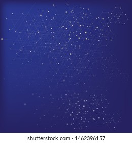 Space and network concept, white illuminated dots and lines on the blue background