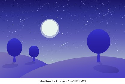 Space night sky star landscape moon