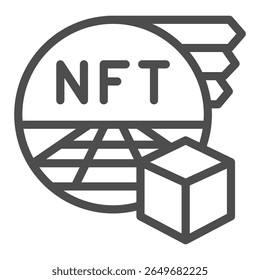 Space for non fungible token site line icon, NFT multiverse concept. Vector graphics. Crypto asset space, metaverse sign on white background, outline style icon for mobile or web design