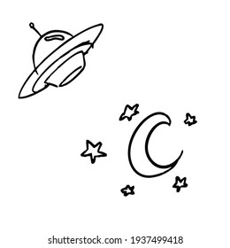 Space object hand drawing style