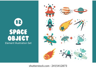 Space Object Illustration set. These illustrations are perfect for any creative project. You can easily edit it