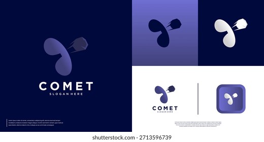 space object logo, crossing the atmosphere, symbol of science, research, surveillance, graphic design illustration.