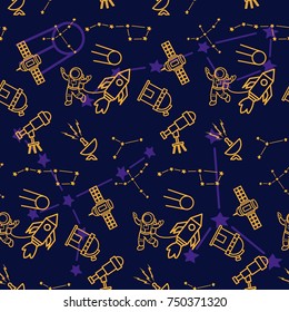 space objects astronaut pattern. Background texture