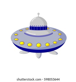 Space objects. Astronautics science. Isolated flying saucer