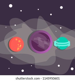 space objects, flat design