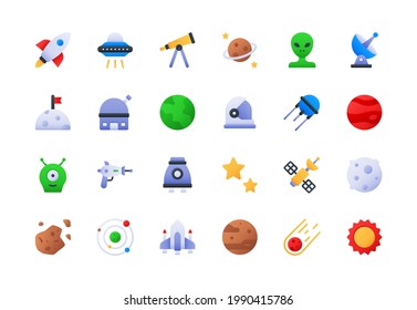 Space Objects Gradient Icon Set
