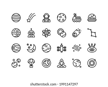 Space Objects Outline Icon Set Stock Vector (Royalty Free) 1991147297 ...