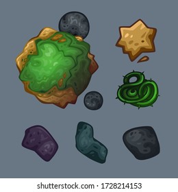 Space objects set. Vector illustration