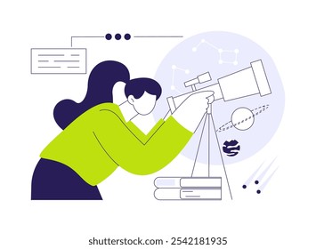 Space observation abstract concept vector illustration. Observational astronomer collecting data in laboratory, space science, astronomy sector, galaxy research process abstract metaphor.