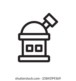 Space observatory icon black and white vector outline sign