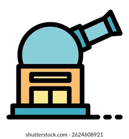 Space observatory icon. Outline space observatory vector icon color flat isolated