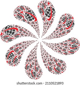 Space orbit icon explosion burst turbine salute shape. Turbine centrifugal explosion done using random space orbit icons.