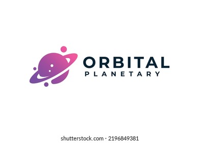 Space orbital planetary sphere logo vector design