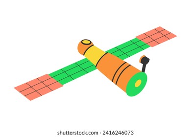 Space orbital satellite. Flat vector isolated illustration. 