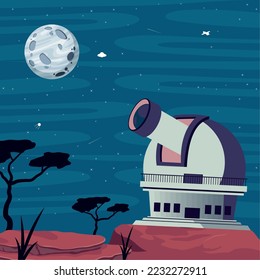 space outer observatory looking at moon