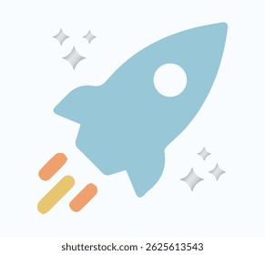 Space, outer space, rocket, spaceship, star, space. Flying, sky, stars, mobile, extra, technology, innovation, vehicle, shine. Set, vector, icon, Illustration