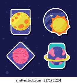 space outer set four icons